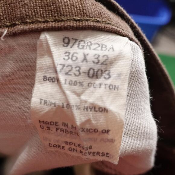 VINTAGE Wrangler Pants Mens 36x32 Brown Tan Nylon Reinforced Work Hunting Jeans - Picture 14 of 16